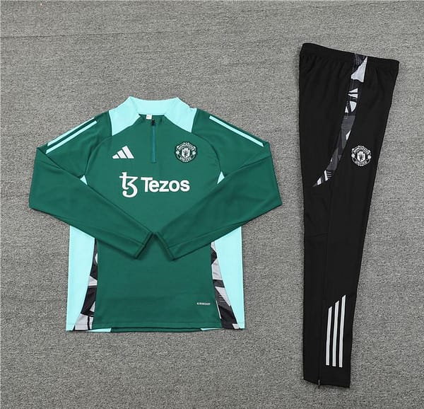 24/25 Manchester United Green Half Zipper Jacket+Long Pants - Image 13