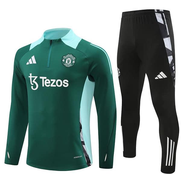 24/25 Manchester United Green Half Zipper Jacket+Long Pants - Image 17