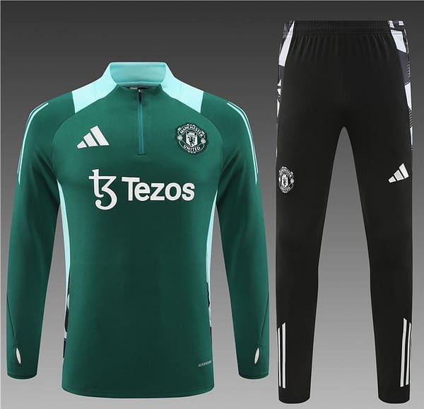 24/25 Manchester United Green Half Zipper Jacket+Long Pants - Image 18