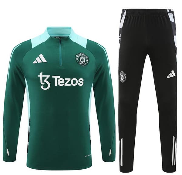 24/25 Manchester United Green Half Zipper Jacket+Long Pants - Image 19