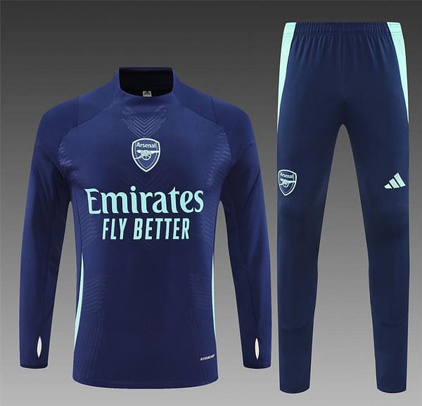 24/25 Arsenal Blue Half Zipper Jacket+Long Pants - Image 17