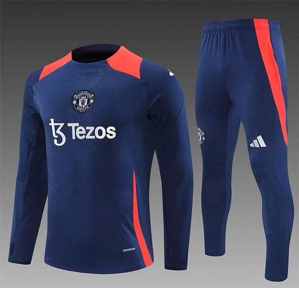 24/25 Kids Manchester United Navy Half Zipper Jacket+Long Pants