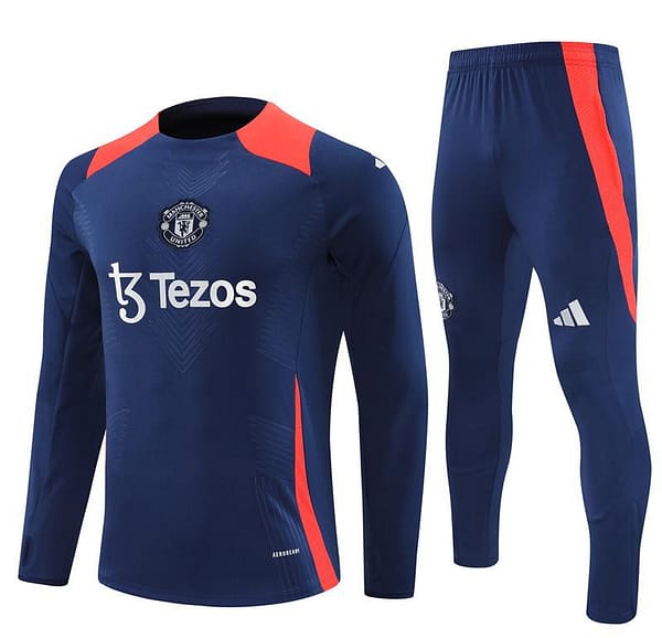 24/25 Kids Manchester United Navy Half Zipper Jacket+Long Pants - Image 17