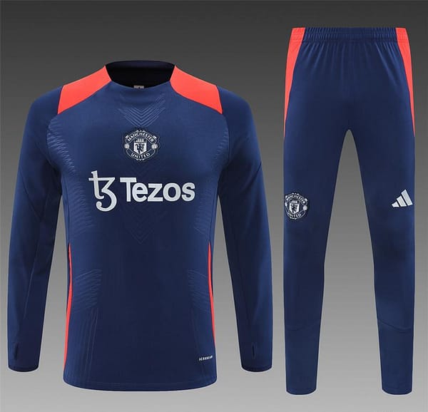 24/25 Kids Manchester United Navy Half Zipper Jacket+Long Pants - Image 18