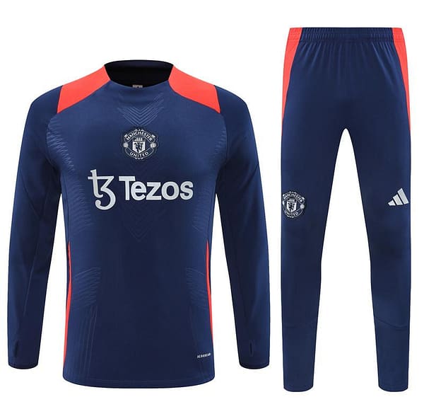 24/25 Kids Manchester United Navy Half Zipper Jacket+Long Pants - Image 19
