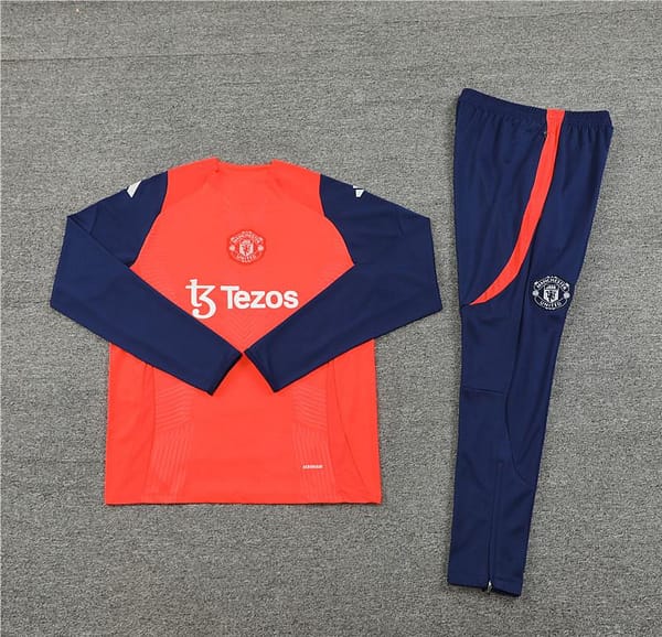 24/25 Manchester United Orange/Navy Half Zipper Jacket+Long Pants - Image 14