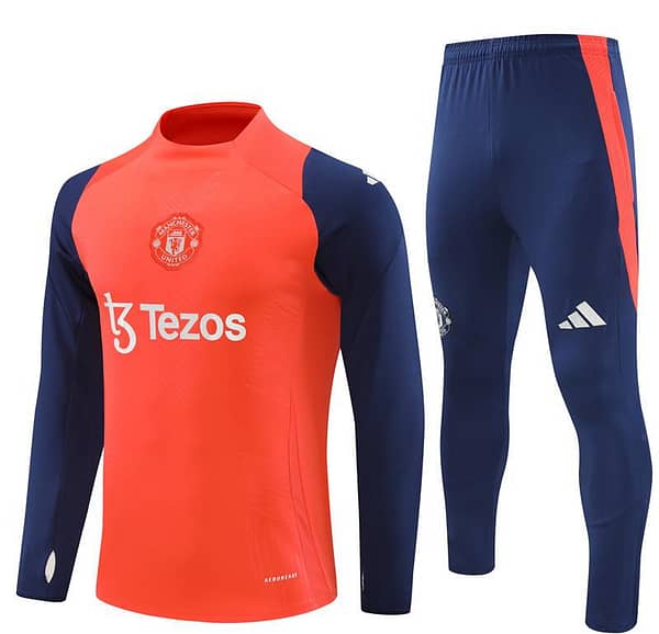 24/25 Manchester United Orange/Navy Half Zipper Jacket+Long Pants - Image 17