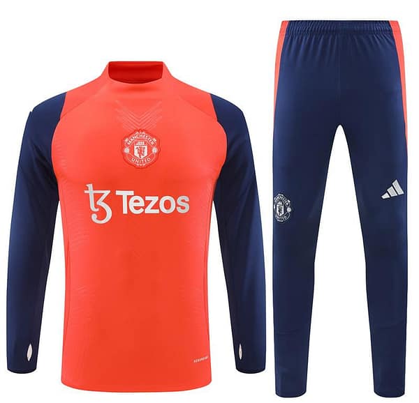 24/25 Manchester United Orange/Navy Half Zipper Jacket+Long Pants - Image 19