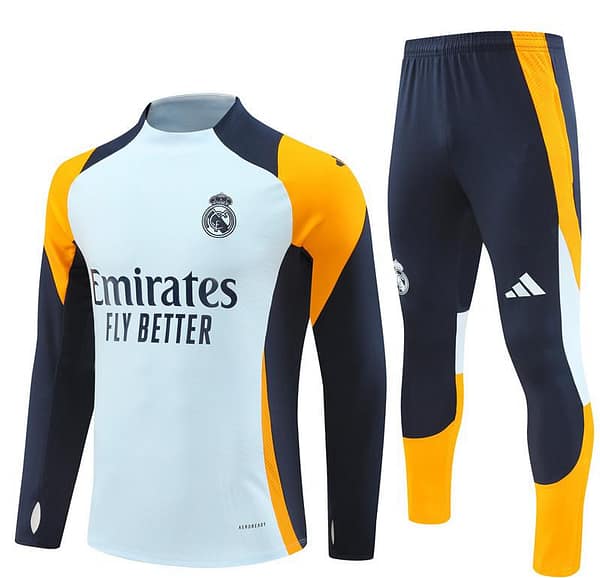 24/25 Real Madrid Light Blue/Navy/Orange Half Zipper Jacket+Long Pants - Image 18
