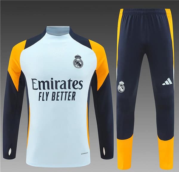 24/25 Real Madrid Light Blue/Navy/Orange Half Zipper Jacket+Long Pants - Image 19