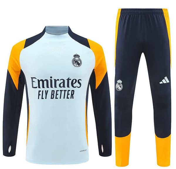 24/25 Real Madrid Light Blue/Navy/Orange Half Zipper Jacket+Long Pants - Image 20