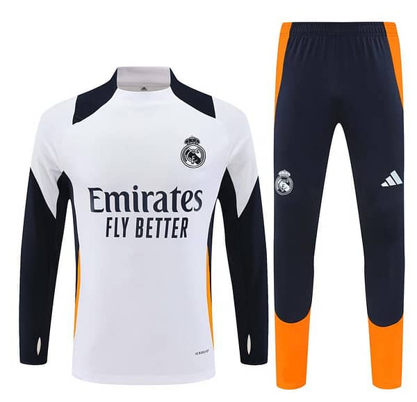 24/25 Real Madrid White/Navy/Orange Half Zipper Jacket+Long Pants - Image 20