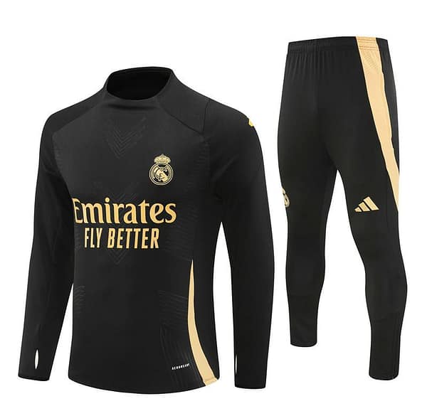 24/25 Real Madrid Black/Golden Half Zipper Jacket+Long Pants - Image 17