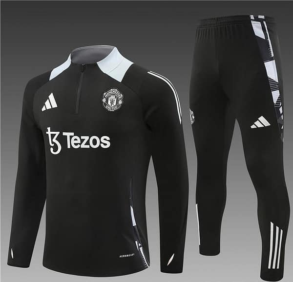 24/25 Manchester United Black Half Zipper Jacket+Long Pants