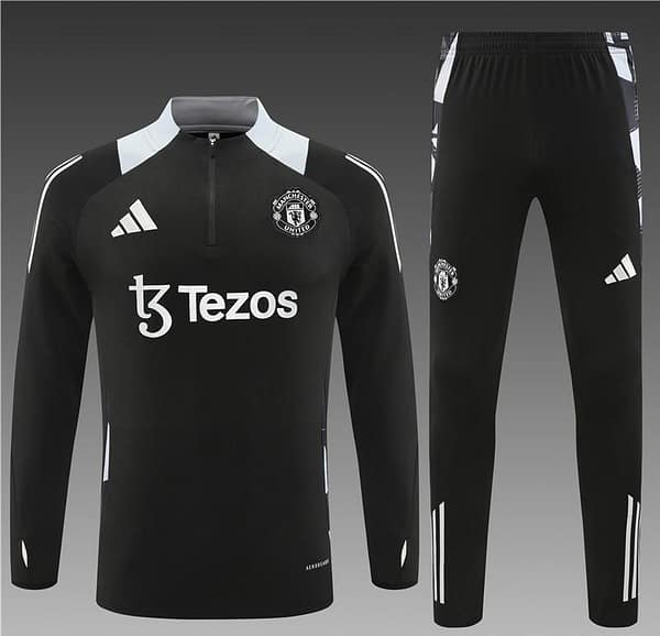 24/25 Manchester United Black Half Zipper Jacket+Long Pants - Image 18