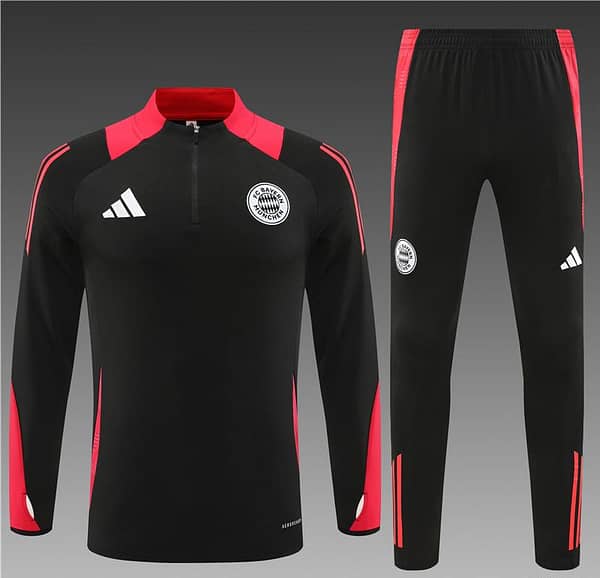 24/25 Bayern Munich Black Half Zipper Jacket+Long Pants - Image 19