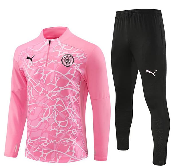 24/25 Manchester City Pink Half Zipper Jacket+Long Pants - Image 17