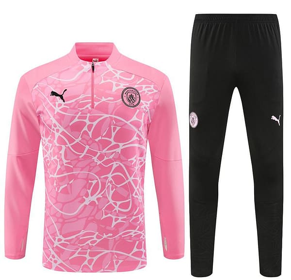 24/25 Manchester City Pink Half Zipper Jacket+Long Pants - Image 19
