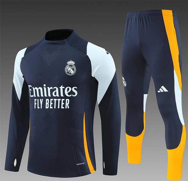 24/25 Real Madrid Navy Half Zipper Jacket+Long Pants