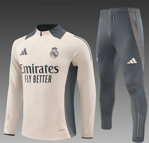 24/25 Real Madrid Khaki Half Zipper Jacket+Long Pants