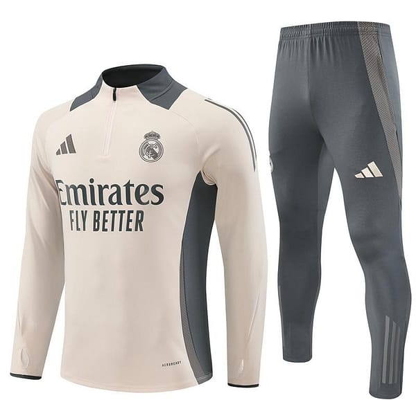 24/25 Real Madrid Khaki Half Zipper Jacket+Long Pants - Image 18