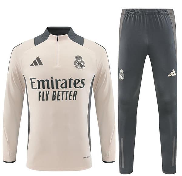 24/25 Real Madrid Khaki Half Zipper Jacket+Long Pants - Image 20