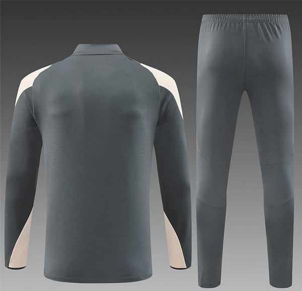 24/25 Real Madrid Grey/Khaki Half Zipper Jacket+Long Pants - Image 13