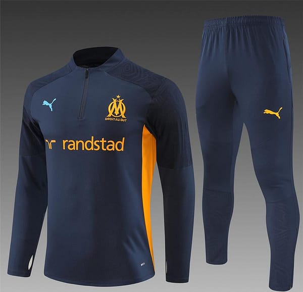 24/25 Olympique Marseille Navy Orange Zipper Jacket+Long Pants