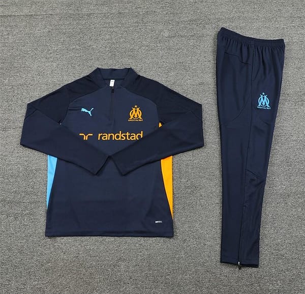24/25 Olympique Marseille Navy Orange Zipper Jacket+Long Pants - Image 14