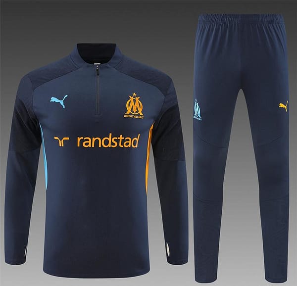 24/25 Olympique Marseille Navy Orange Zipper Jacket+Long Pants - Image 18
