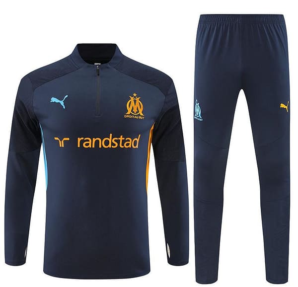 24/25 Olympique Marseille Navy Orange Zipper Jacket+Long Pants - Image 19