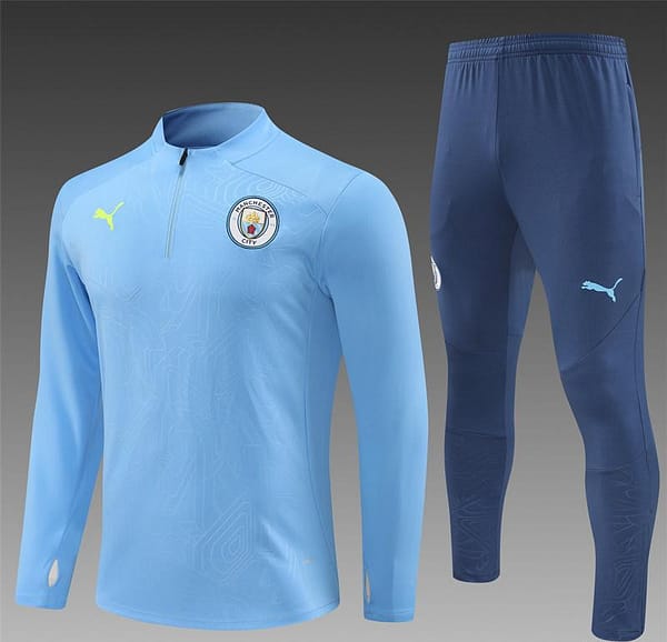 24/25 Manchester City Sky Blue Half Zipper Jacket+Long Pants