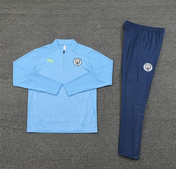 24/25 Manchester City Sky Blue Half Zipper Jacket+Long Pants - Image 11