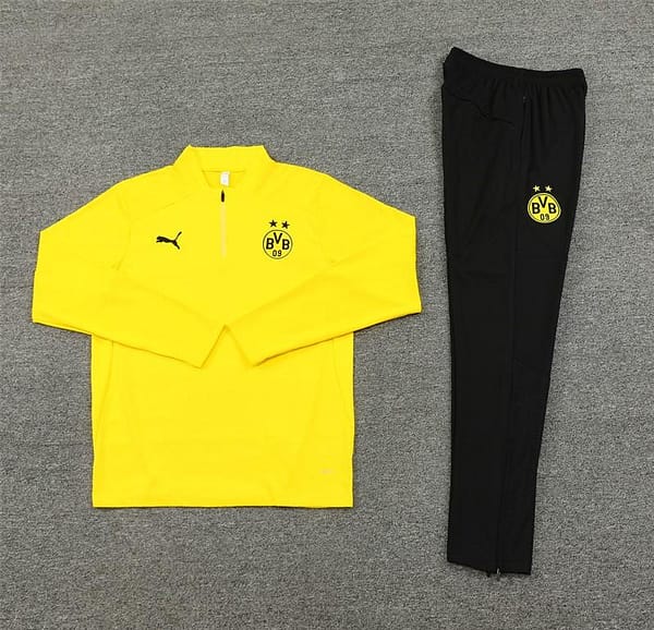 24/25 Borussia Dortmund Yellow Half Zipper Jacket+Long Pants - Image 13