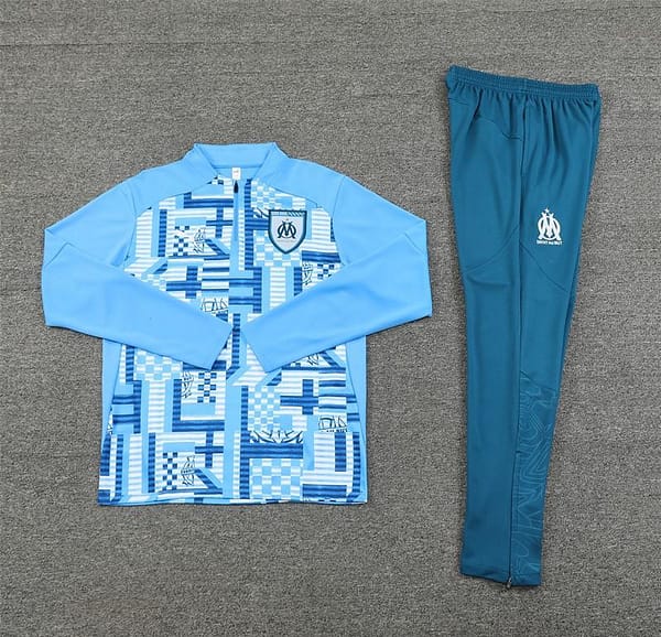 24/25 Olympique Marseille Blue Camouflage Half Zipper Jacket+Long Pants - Image 13