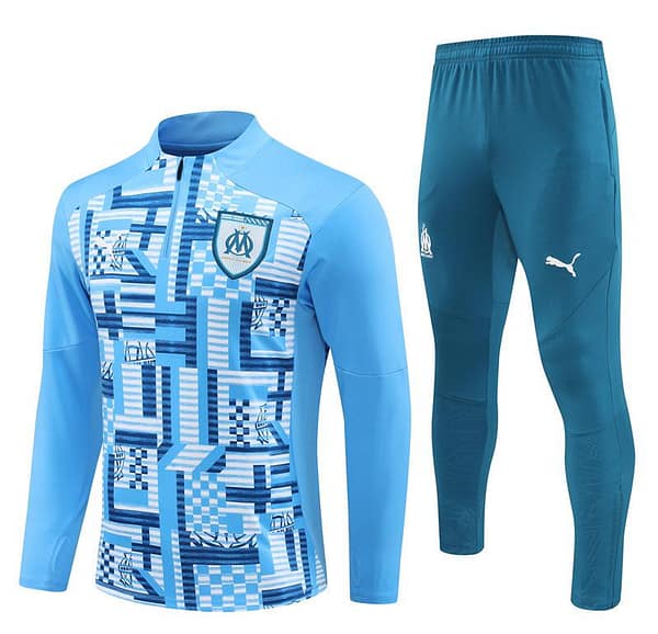 24/25 Olympique Marseille Blue Camouflage Half Zipper Jacket+Long Pants - Image 17