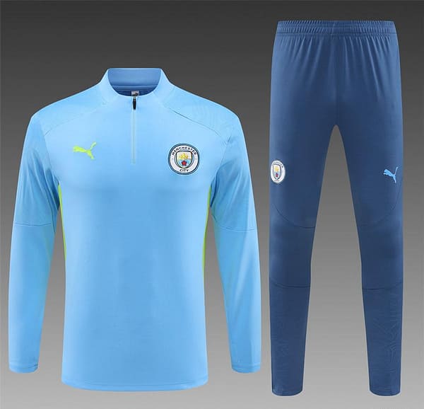 24/25 Manchester City Sky Blue Half Zipper Jacket+Long Pants - Image 20