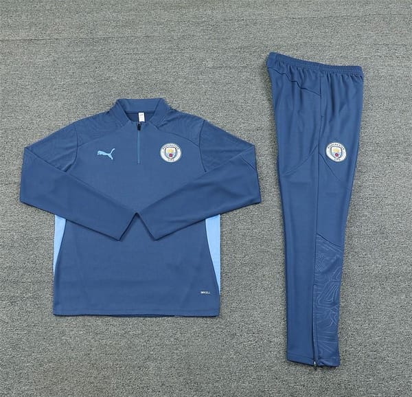 24/25 Manchester City Blue Half Zipper Jacket+Long Pants - Image 16