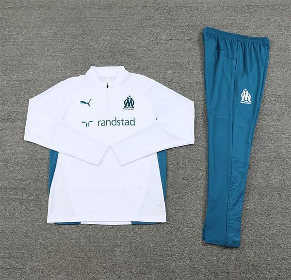 24/25 Olympique Marseille White Half Zipper Jacket+Long Pants - Image 16