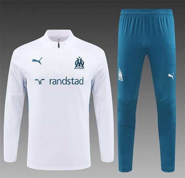 24/25 Olympique Marseille White Half Zipper Jacket+Long Pants - Image 20