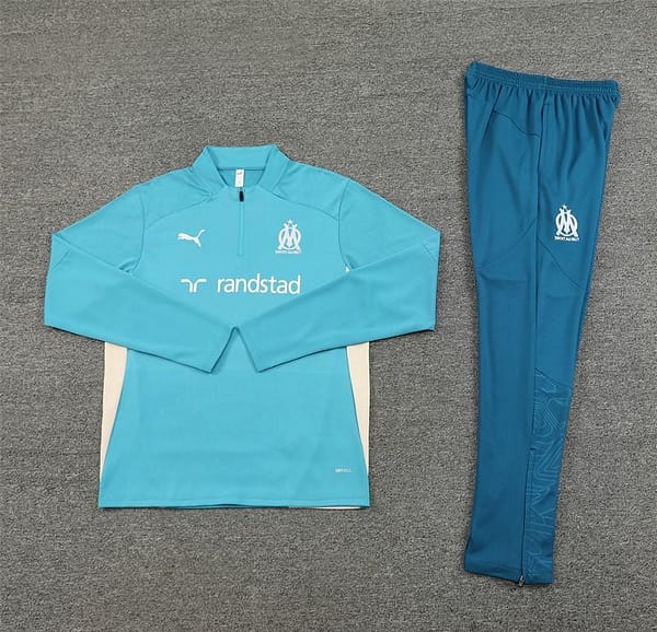 24/25 Olympique Marseille Lake Green Half Zipper Jacket+Long Pants - Image 14