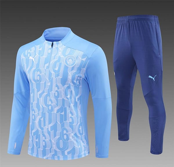 24/25 Manchester City Light Blue Half Zipper Jacket+Long Pants