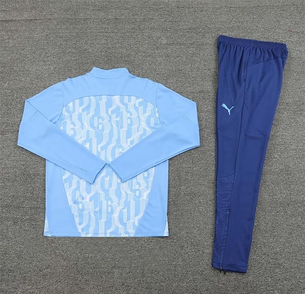 24/25 Manchester City Light Blue Half Zipper Jacket+Long Pants - Image 12