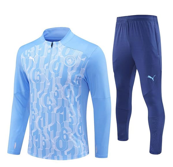 24/25 Manchester City Light Blue Half Zipper Jacket+Long Pants - Image 16