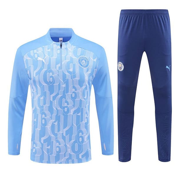 24/25 Manchester City Light Blue Half Zipper Jacket+Long Pants - Image 18