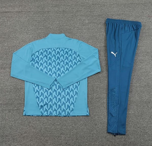 24/25 Olympique Marseille Blue Grid Half Zipper Jacket+Long Pants - Image 12