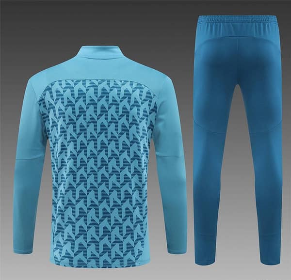 24/25 Olympique Marseille Blue Grid Half Zipper Jacket+Long Pants - Image 14