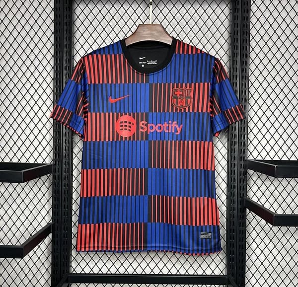 24/25 Barcelona Pre-Match Red/Blue Stripe Jersey