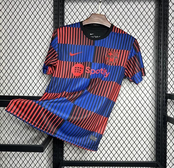 24/25 Barcelona Pre-Match Red/Blue Stripe Jersey - Image 2