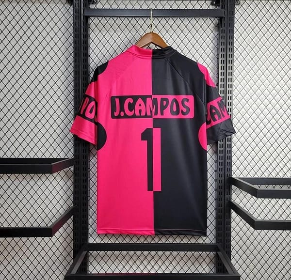 Retro 1998 Mexico CAMPOS 1 Home Black Pink Jersey - Image 7